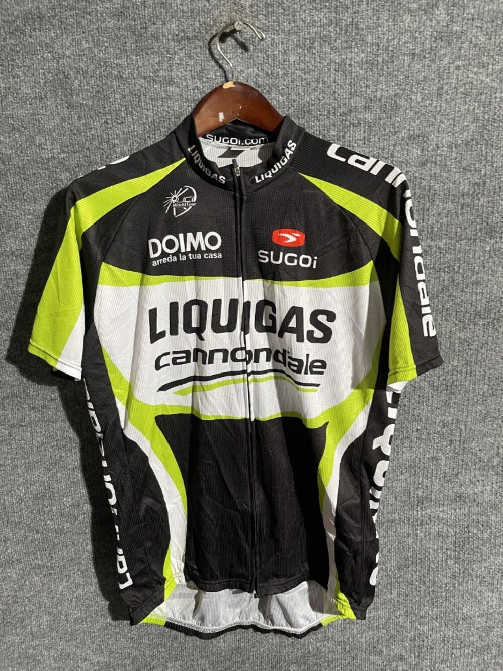 Sugoi Cycling Jersey Mens XXXL Black Liquigas Full Zip Short Sleeve Pockets Bike